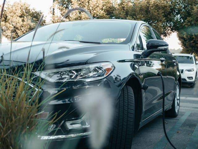 Electric vehicle charging at a modern EV charging station